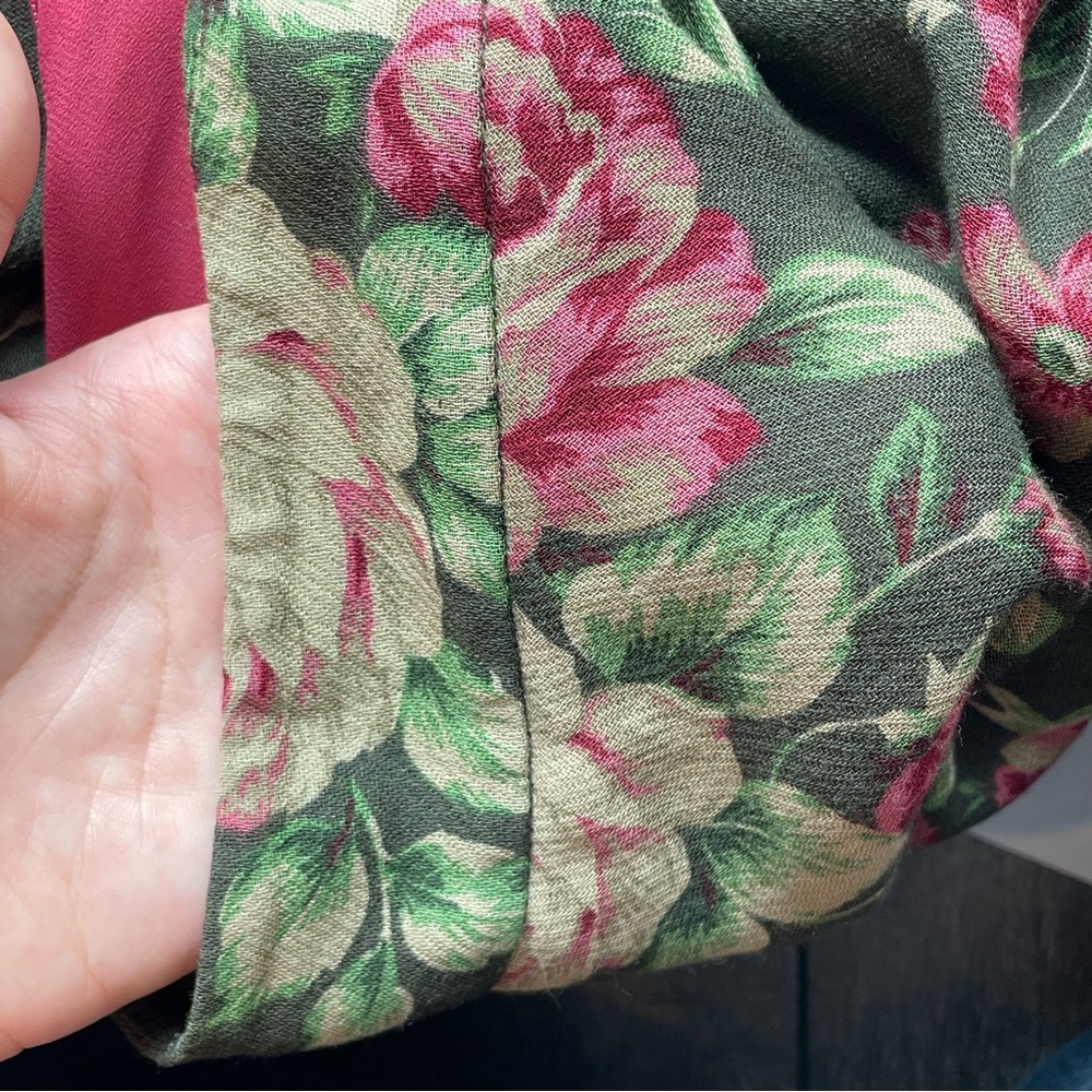 Vintage dark green floral midi skirt - Picture 7 of 7